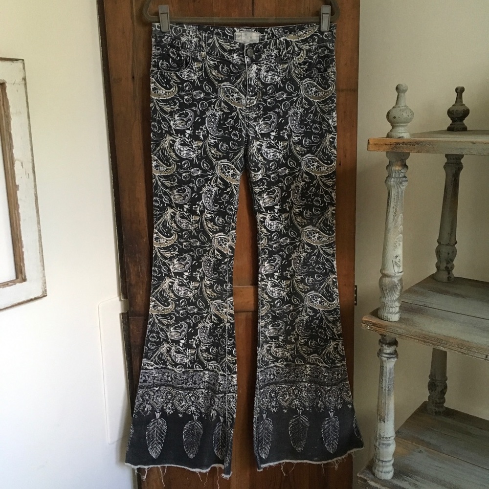 Free People Printed Corduroy Flare